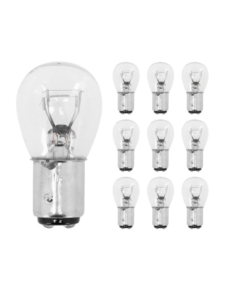 Ampoules standard 12V 21-5w culot bay15d norme p21-5w blanc (feu arrière+stop) (boite de 10)