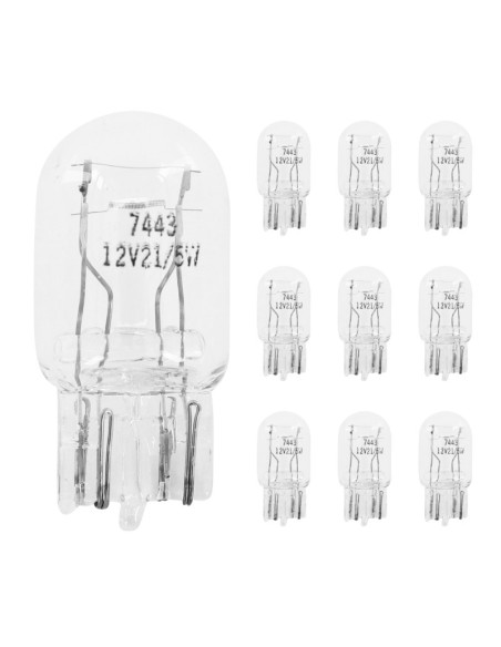 Ampoules standard 12V 21-5w culot w3x16d norme w21-5w t20 wedge blanc (compteur et clignotants) (boite de 10)