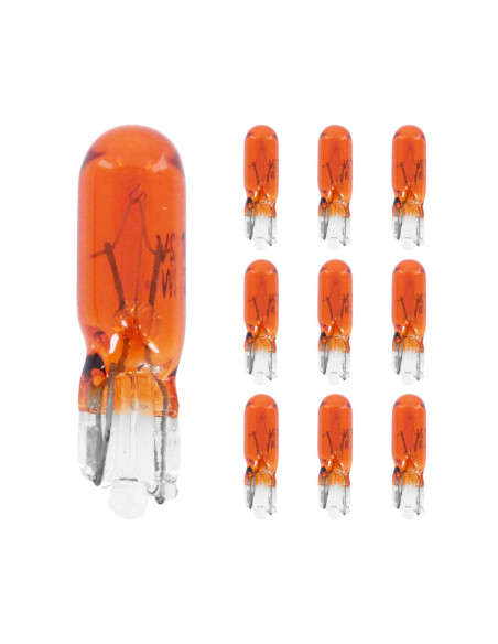 Ampoules standard 12V 2w culot w2x4 / 6d norme w2w wedge orange (compteur et clignotant) (boite de 10) (lampe scooter Peugeot)