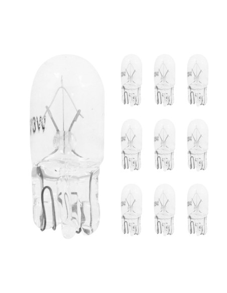 Ampoules standard 12V 3w culot w2 / 1x9 / 5d norme w3w t10 wedge blanc (compteur et clignotant) (boite de 10)