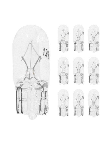 Ampoules standard 12V 5w culot w2 / 1x9 / 5d norme w5w t10 wedge blanc (compteur et clignotant) (boite de 10)