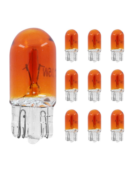 Ampoules standard 12V 5w culot w2 / 1x9 / 5d norme wy5w t10 wedge orange (clignotant) (boite de 10)