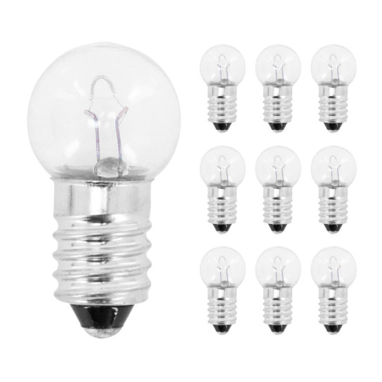 Ampoules standard 6v 6w culot e-10 graisseur blanc à visser (feu de position) (boite de 10)