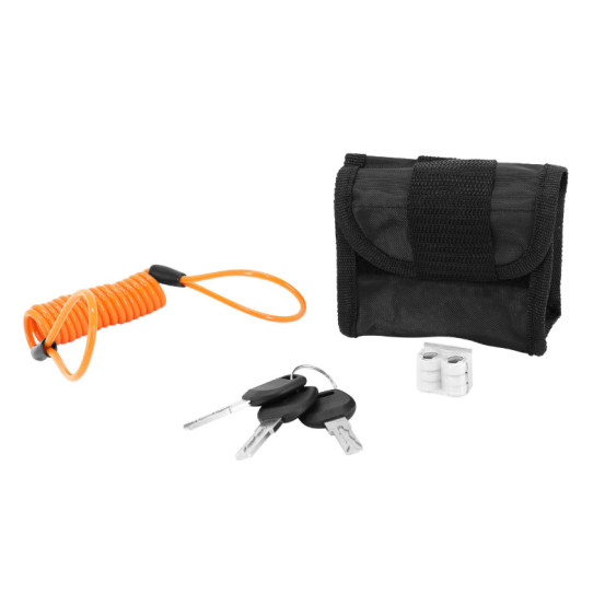 Antivol bloque disque avec alarme sonore diam 10mm 110db chrome avec cordon de rappel