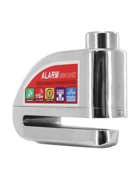 Antivol bloque disque avec alarme sonore diam 6mm chrome