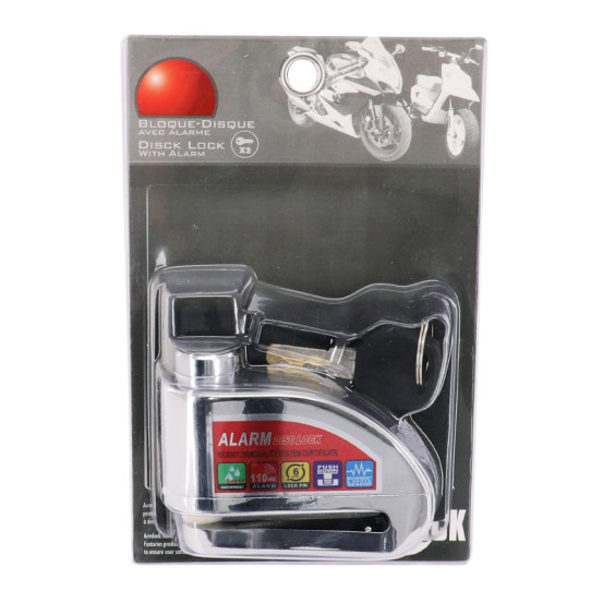 Antivol bloque disque avec alarme sonore diam 6mm chrome
