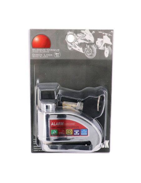Antivol bloque disque avec alarme sonore diam 6mm chrome