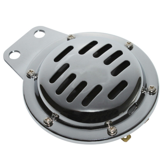 Avertisseur / klaxon moto dc 12V acier chrome 105db (diam 100 mm)