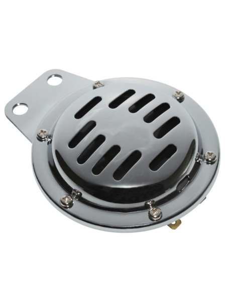 Avertisseur / klaxon moto dc 12V acier chrome 105db (diam 100 mm)