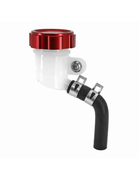 Bocal / réservoir de maitre cylindre de frein radial rond diam 42 mm bouchon alu CNC rouge