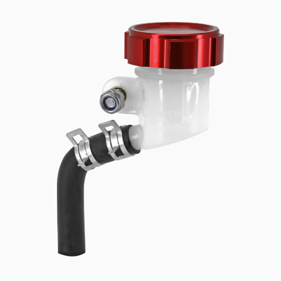 Bocal / réservoir de maitre cylindre de frein radial rond diam 42 mm bouchon alu CNC rouge