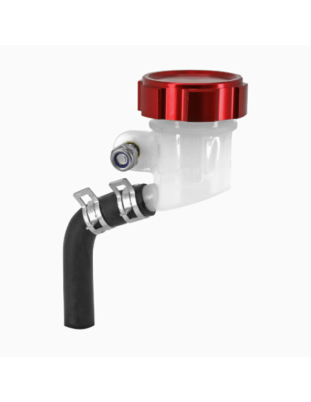 Bocal / réservoir de maitre cylindre de frein radial rond diam 42 mm bouchon alu CNC rouge