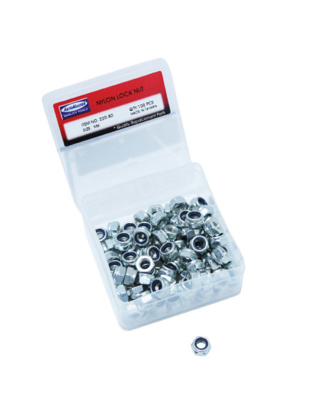 Boîte de 100 écrous frein 6 pans Nylstop M6