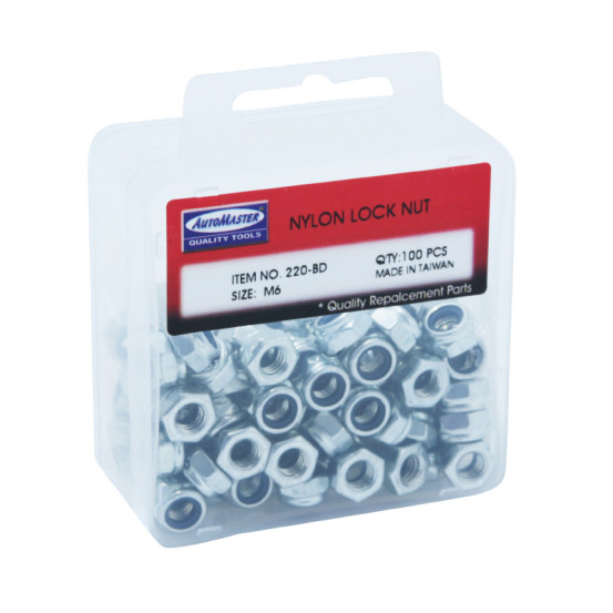 Boîte de 100 écrous frein 6 pans Nylstop M6