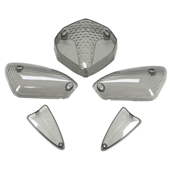 Cabochon feu arrière / clignotants fumés MBK 50 Nitro / Yamaha 50 Aerox après 2013 (kit 5 pieces)