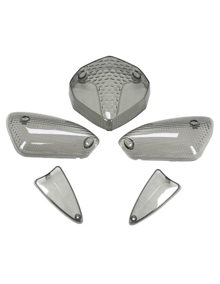 Cabochon feu arrière / clignotants fumés MBK 50 Nitro / Yamaha 50 Aerox après 2013 (kit 5 pieces)