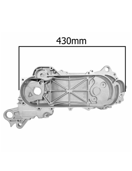 Carter moteur 4T Peugeot 50 Kisbee / Kymco 50 Agility / Sym 50 Orbit (gauche côté variation / longueur 430mm)