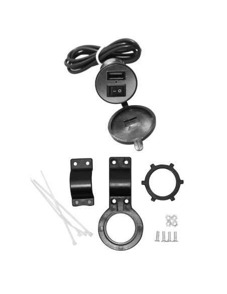 Chargeur prise USB étanche avec interrupteur + fixation guidon (12V 2A)