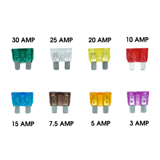 Coffret de 100 fusibles plat enfichable standard de 3 à 30A (assortiment)