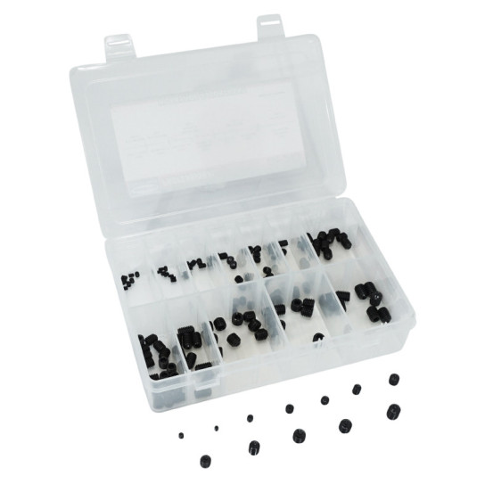 Coffret de 150 vis sans têtes creuse 6 pans (assortiment de 12 tailles)