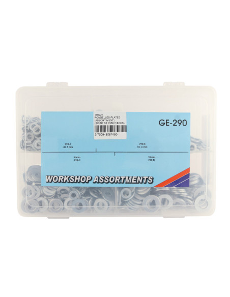 Coffret de 1550 rondelles plates acier diam 5 / 6 / 8 / 10mm