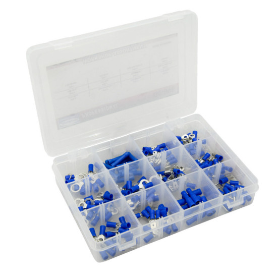 Coffret de 165 cosses électriques pré-isolées universelles bleues (assortiment)