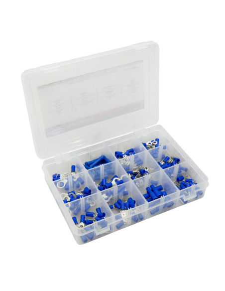 Coffret de 165 cosses électriques pré-isolées universelles bleues (assortiment)