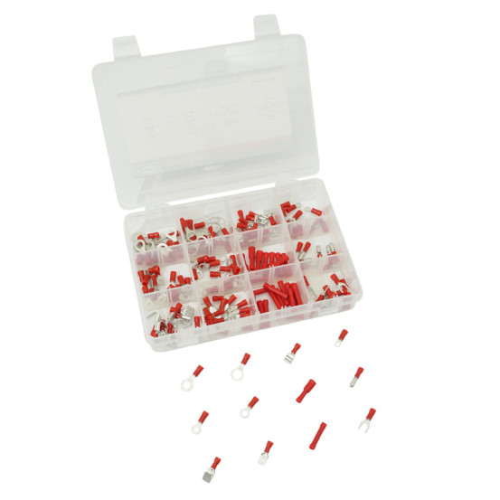 Coffret de 165 cosses électriques pré-isolées universelles rouges (assortiment)
