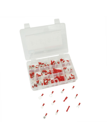 Coffret de 165 cosses électriques pré-isolées universelles rouges (assortiment)