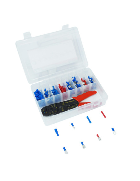 Coffret de 200 cosses électriques avec pince (assortiment)