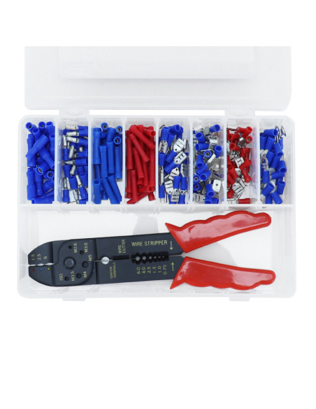 Coffret de 200 cosses électriques avec pince (assortiment)