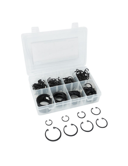 Coffret de 250 circlips interieur 8 tailles diam de 20 à 45mm