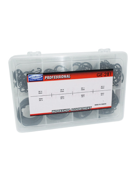 Coffret de 250 circlips interieur 8 tailles diam de 20 à 45mm