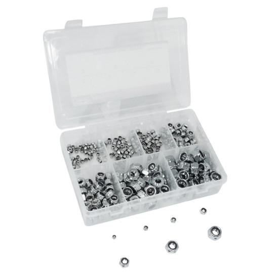 Coffret de 320 écrous frein 6 pans Nylstop M3 / M4 / M5 / M6 / M8 / M10 / M12