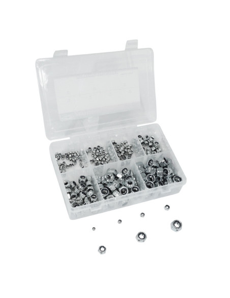 Coffret de 320 écrous frein 6 pans Nylstop M3 / M4 / M5 / M6 / M8 / M10 / M12