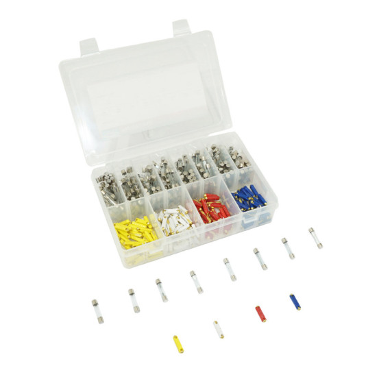Coffret de 340 fusibles rond en verre / céramique de 1 à 40a (assortiment)