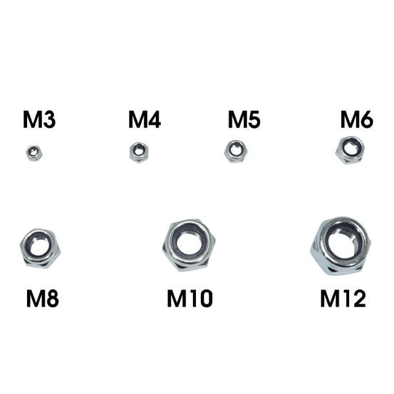 Coffret de 320 écrous frein 6 pans Nylstop M3 / M4 / M5 / M6 / M8 / M10 / M12