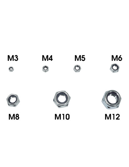 Coffret de 320 écrous frein 6 pans Nylstop M3 / M4 / M5 / M6 / M8 / M10 / M12