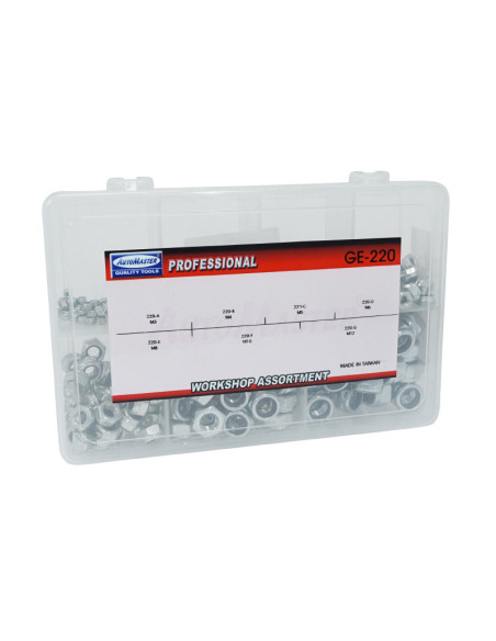 Coffret de 320 écrous frein 6 pans Nylstop M3 / M4 / M5 / M6 / M8 / M10 / M12