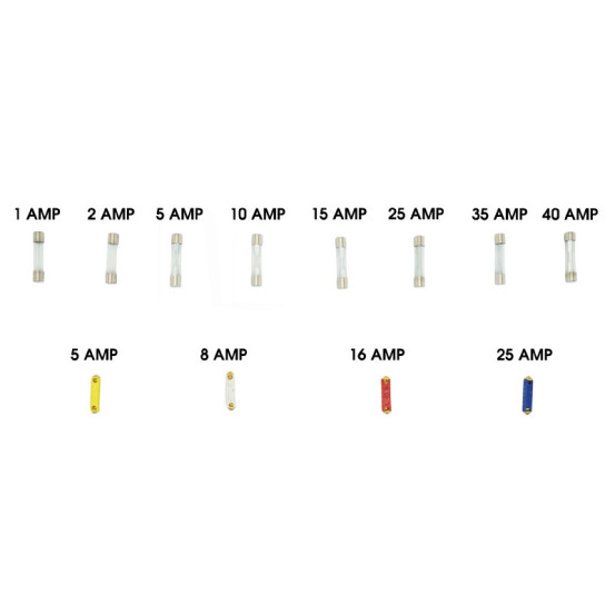 Coffret de 340 fusibles rond en verre / céramique de 1 à 40a (assortiment)