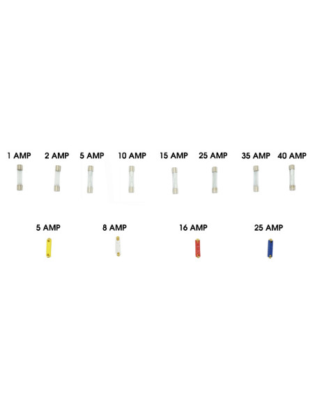 Coffret de 340 fusibles rond en verre / céramique de 1 à 40a (assortiment)