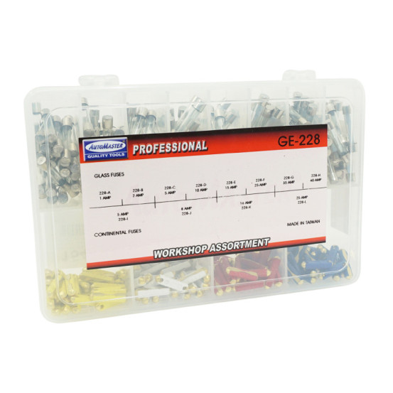 Coffret de 340 fusibles rond en verre / céramique de 1 à 40a (assortiment)