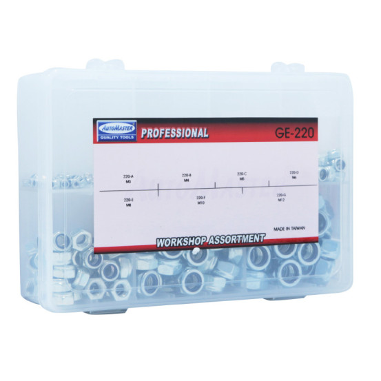 Coffret de 320 écrous frein 6 pans Nylstop M3 / M4 / M5 / M6 / M8 / M10 / M12