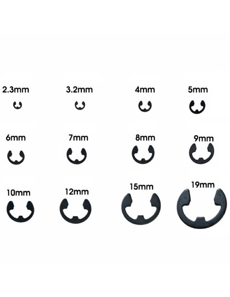 Coffret de 365 circlips 9 tailles de 2,3 à 19mm