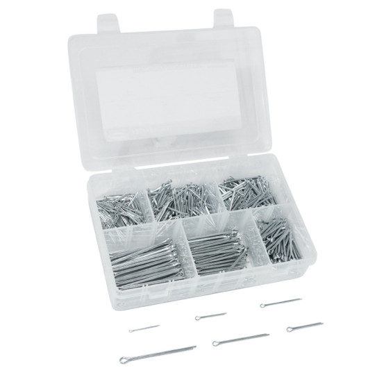 Coffret de 555 goupilles fendues (6 tailles)