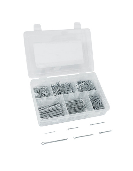 Coffret de 555 goupilles fendues (6 tailles)