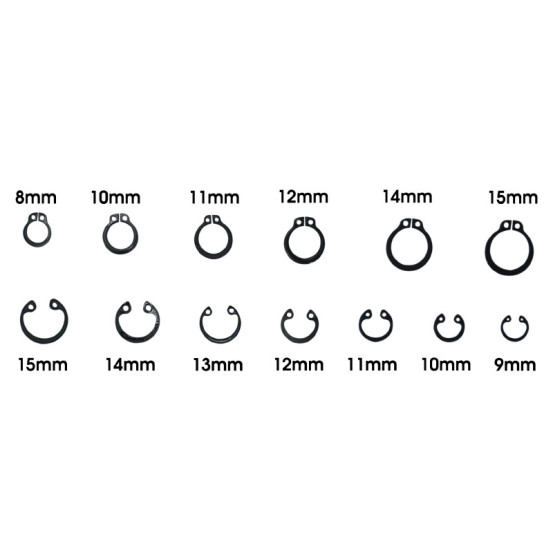 Coffret de 625 circlips exterieur / interieur diam de 8 à 15mm