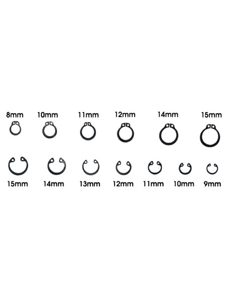 Coffret de 625 circlips exterieur / interieur diam de 8 à 15mm