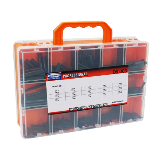 Coffret de 600 goupilles type mecanindus 15 tailles (diam de 2 X 20 mm à 8 X 40 mm)