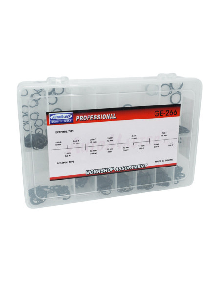 Coffret de 625 circlips exterieur / interieur diam de 8 à 15mm